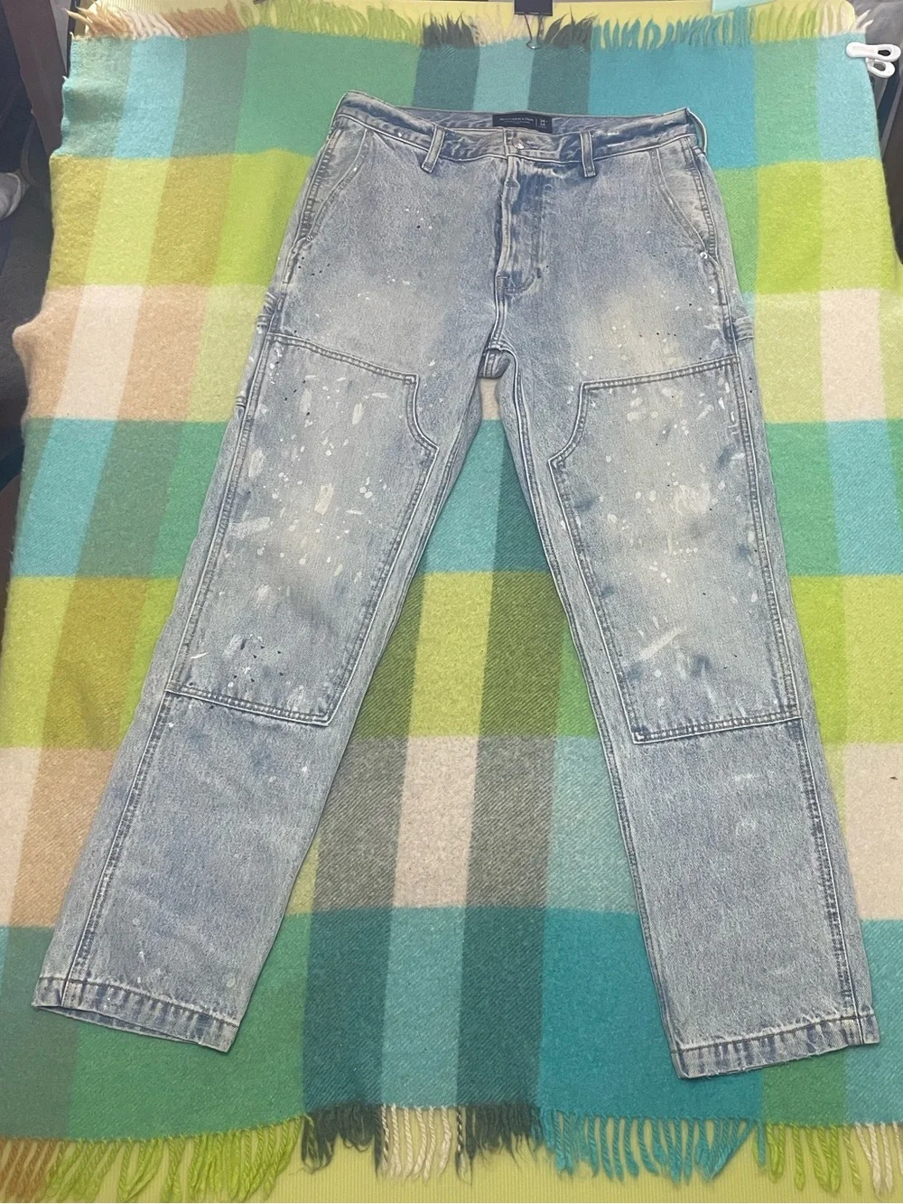Abercrombie & Fitch Double Knee Carpenter Lightwash Blue Jeans Men’s